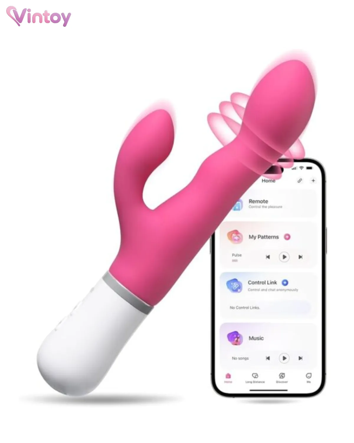 Nó dùng công nghệ kết nối Bluetooth. Điều khiển qua điện thoại, không giới hạn chế độ rung, khoảng cách.