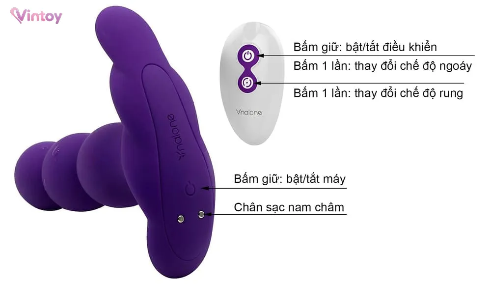 Đồ chơi hậu môn Nalone PEARL rung ngoáy xoay 360 độ 7 chế độ 7