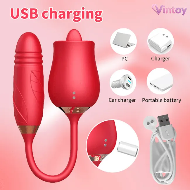 Trứng rung hoa hồng 2 đầu liếm rung thụt đa năng 8