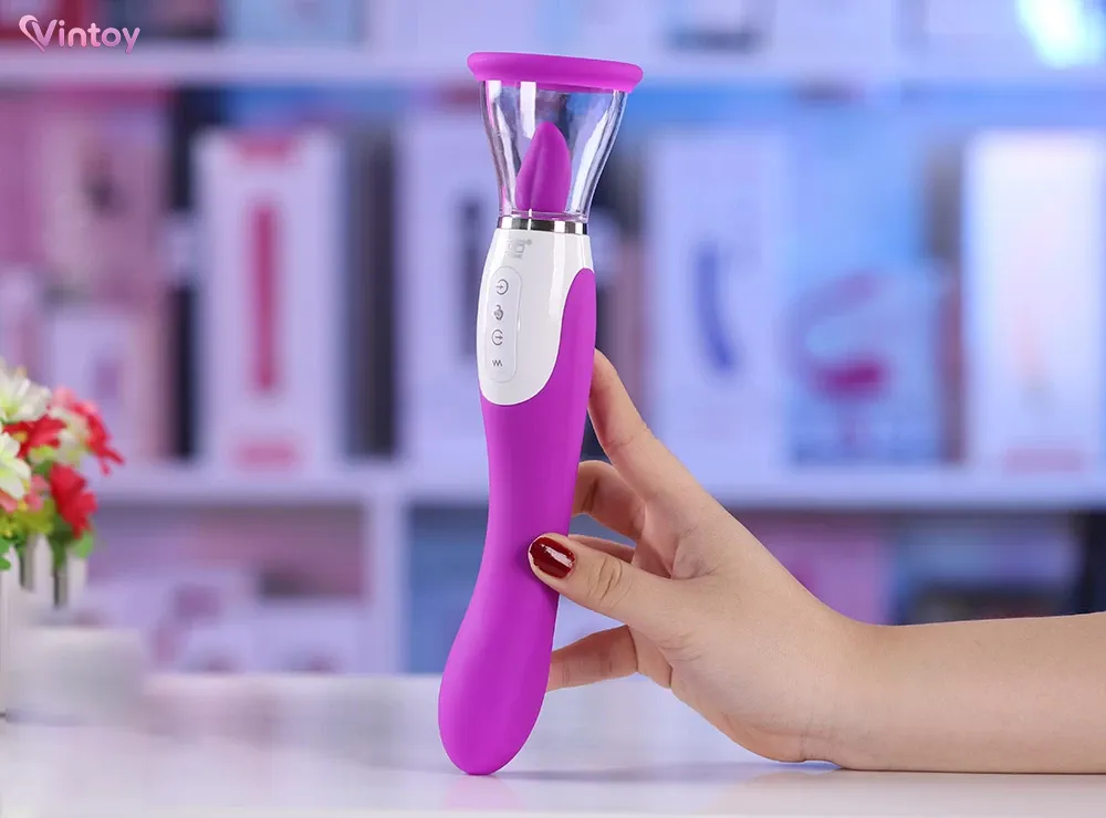 Máy massage âm đạo WISTONE 2 đầu RUNG có Lưỡi Giả 17 chế độ 8